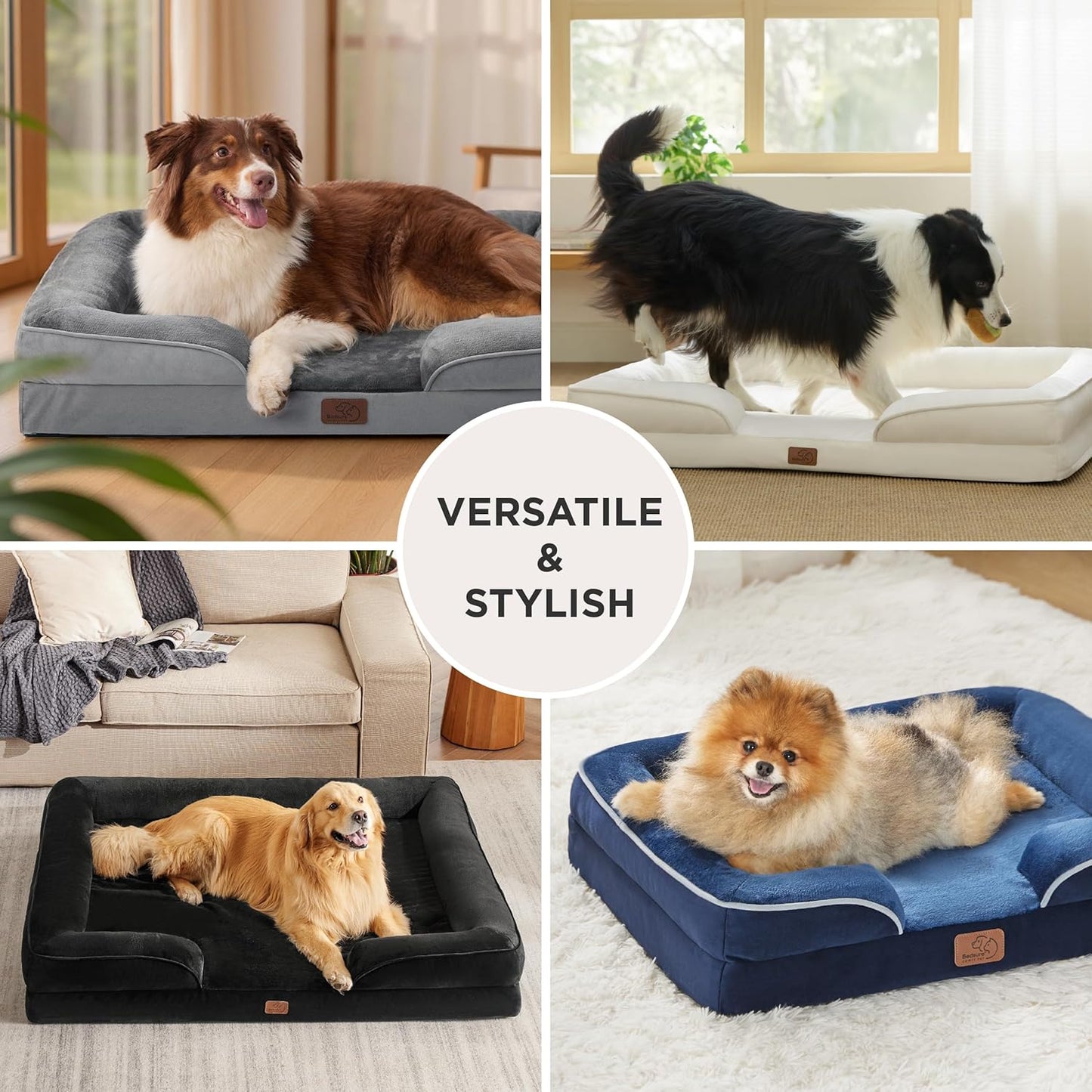 Orthopedic Medium Dog Bed - Waterproof and Washable Pet Bed for Small to Medium Dogs and Cats, Removable Cover, Nonskid Bottom, Grey, 28