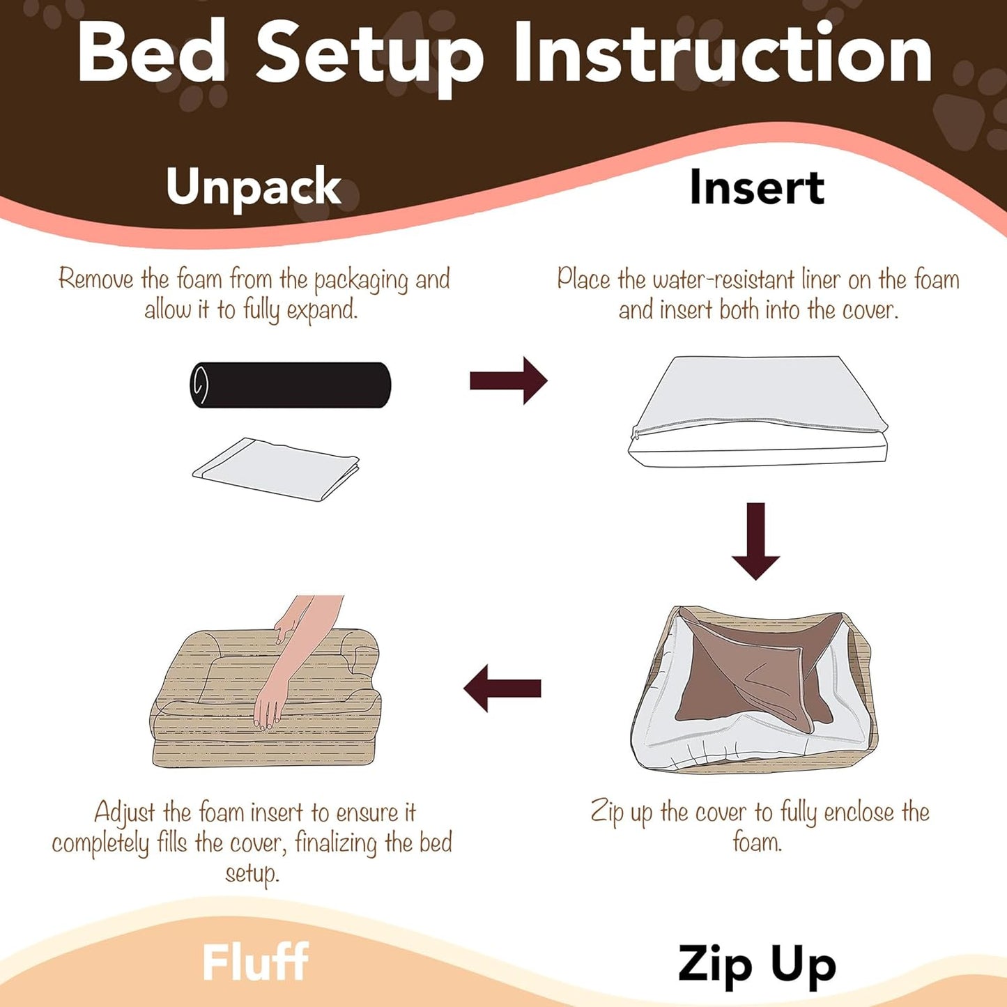Orthopedic Memory Foam Dog Bed with Washable Cover and Non-Slip Bottom - Calming Pet Sofa in Cocoa Brown, 25" x 20" x 5.5