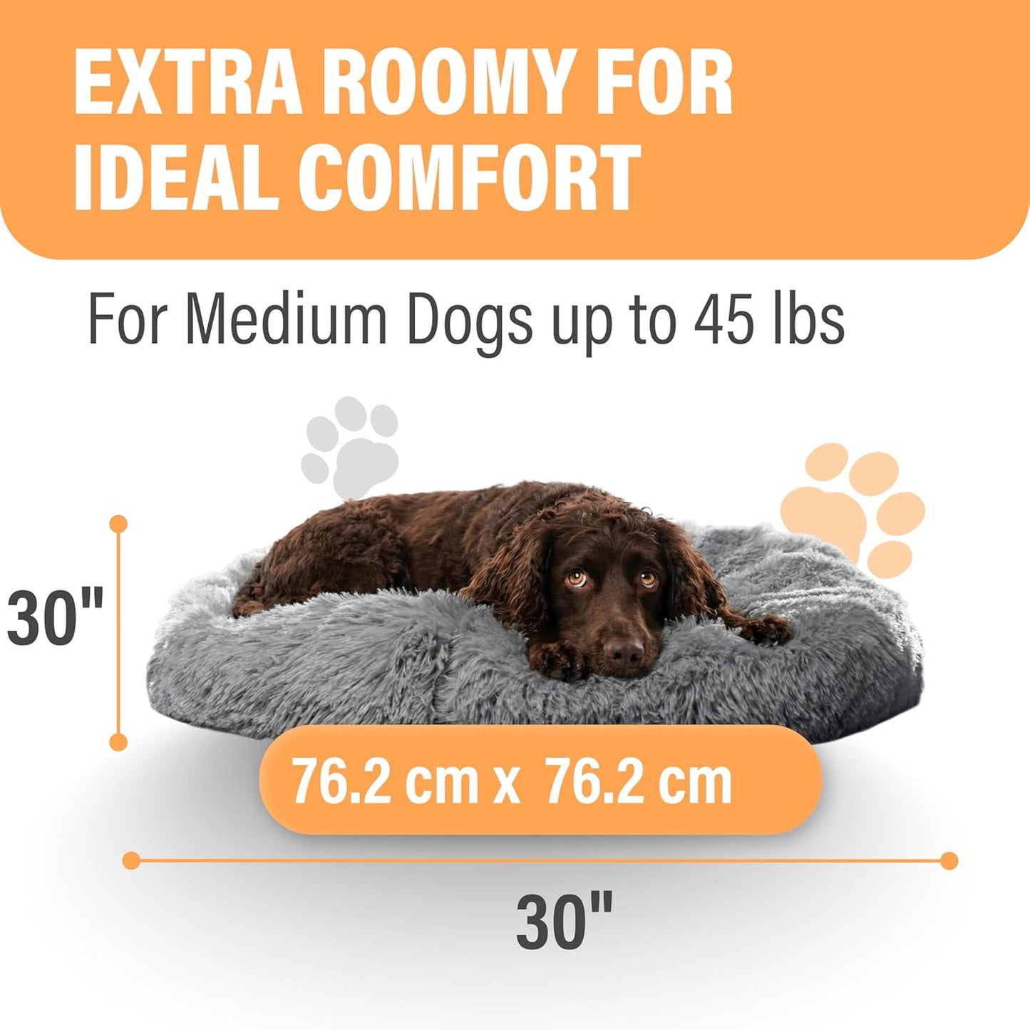 Large Orthopedic Dog Bed for Anxiety Relief and Joint Support, Washable Pet Furniture, Suitable for Dogs up to 45 lbs, Dark Grey