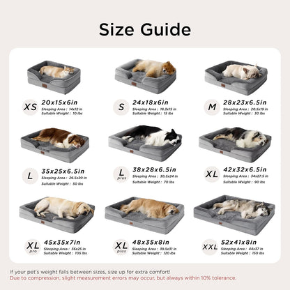 Orthopedic Medium Dog Bed - Waterproof and Washable Pet Bed for Small to Medium Dogs and Cats, Removable Cover, Nonskid Bottom, Grey, 28