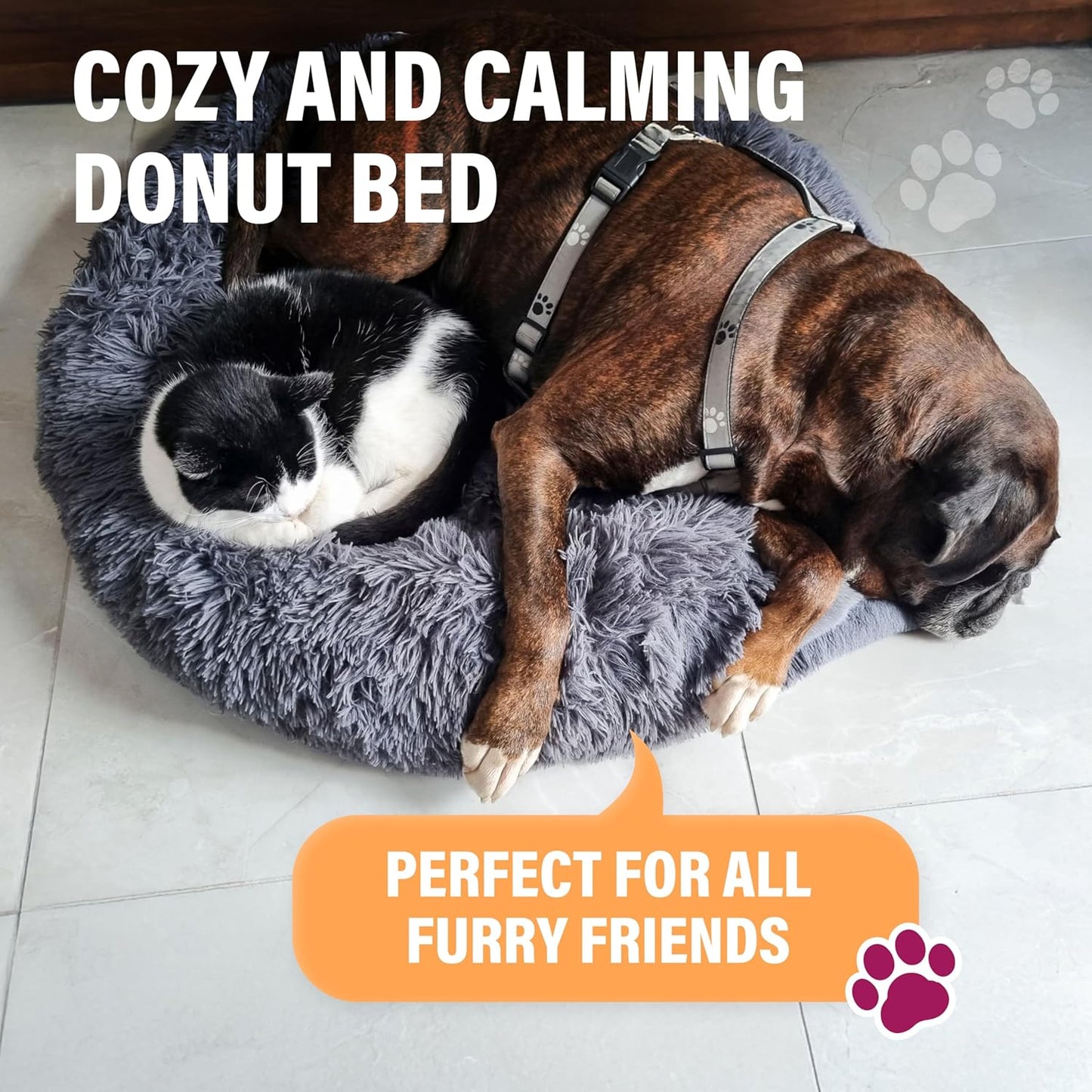 Large Orthopedic Dog Bed for Anxiety Relief and Joint Support, Washable Pet Furniture, Suitable for Dogs up to 45 lbs, Dark Grey