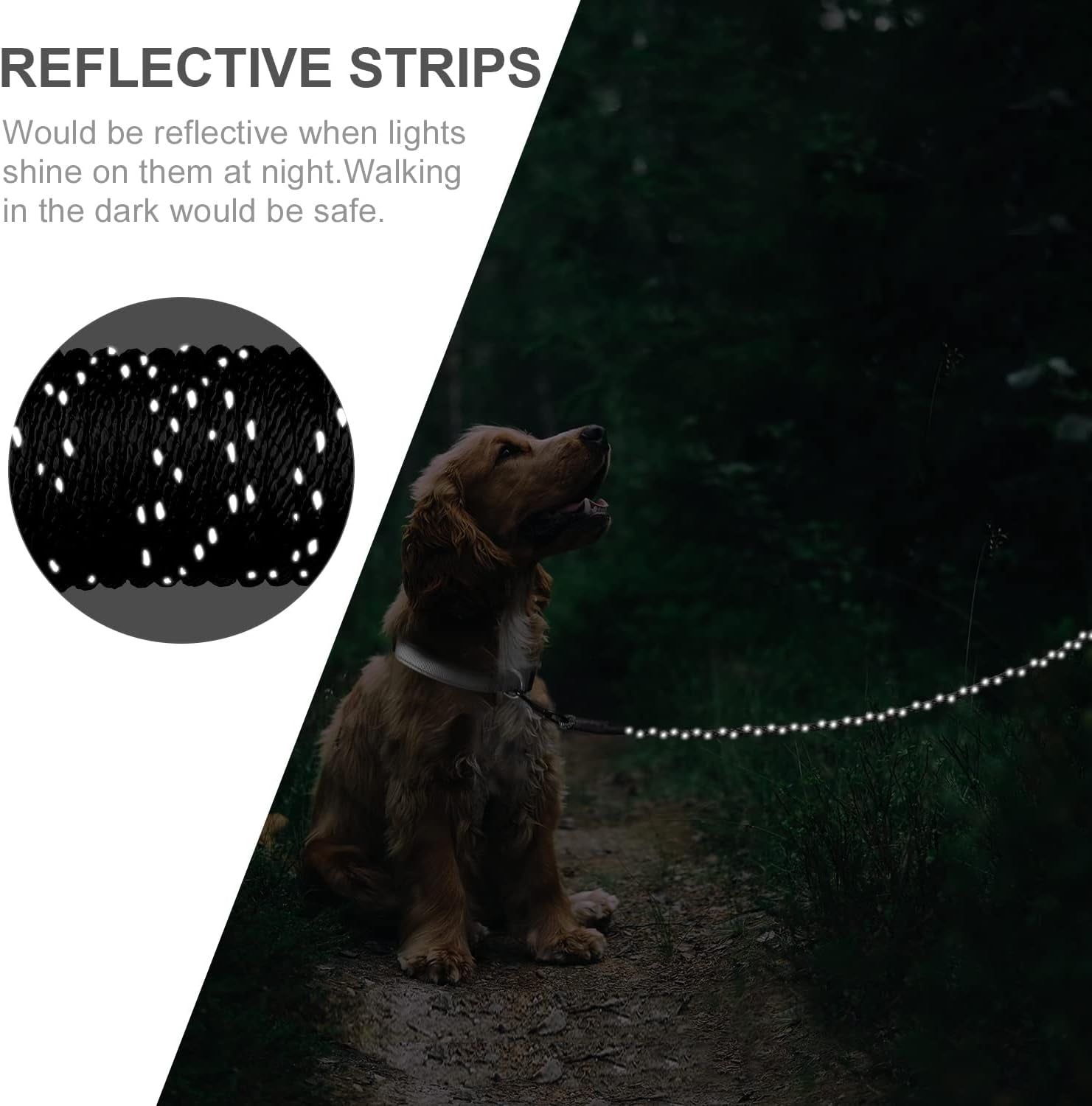 30 FT Long Dog Training Leash with Padded Handle and Reflective Recall Lead for Puppies and Small Dogs - Black
