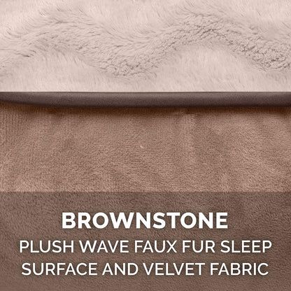 Orthopedic Small Dog Bed with Removable Bolsters and Washable Cover, Ideal for Dogs up to 20 lbs - Plush Velvet Sofa in Brownstone