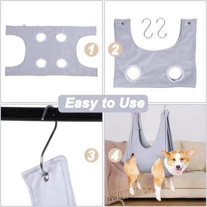 Pet Grooming Hammock and Nail Clip Bag for Small to Medium Dogs and Cats - Ideal for Grooming, Bathing, Nail Trimming, and Ear Cleaning with Hangers and Secure Fixing (13.7 Inches)