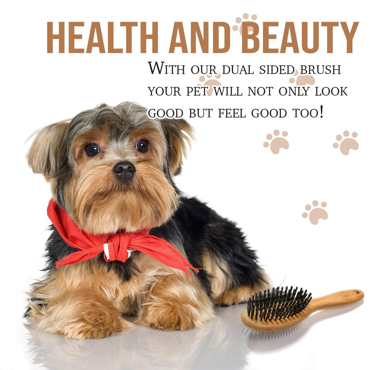 Kylepet Double-Sided Pet Slicker Brush with Bamboo Handle for Grooming Long-Haired Dogs and Cats - Effective Shedding, Tangle, and Dead Undercoat Removal