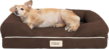 Orthopedic Memory Foam Dog Bed with Washable Cover and Non-Slip Bottom - Calming Pet Sofa in Cocoa Brown, 25" x 20" x 5.5