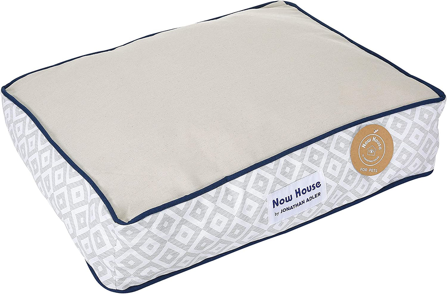 Now House for Pets Grey Diamond Small Dog Bed - Machine Washable Cotton/Poly Blend, 17" x 22" x 5