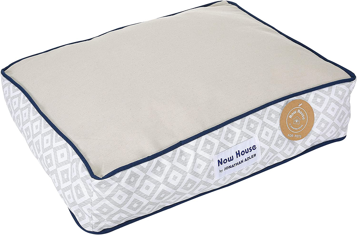 Now House for Pets Grey Diamond Small Dog Bed - Machine Washable Cotton/Poly Blend, 17" x 22" x 5