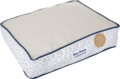 Now House for Pets Grey Diamond Small Dog Bed - Machine Washable Cotton/Poly Blend, 17" x 22" x 5