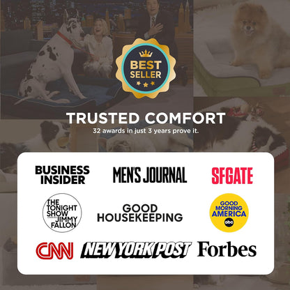 Orthopedic Medium Dog Bed - Waterproof and Washable Pet Bed for Small to Medium Dogs and Cats, Removable Cover, Nonskid Bottom, Grey, 28