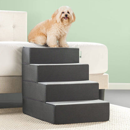 X-Large Grey 4-Step Easy Pet Stairs, Ramp, and Ladder