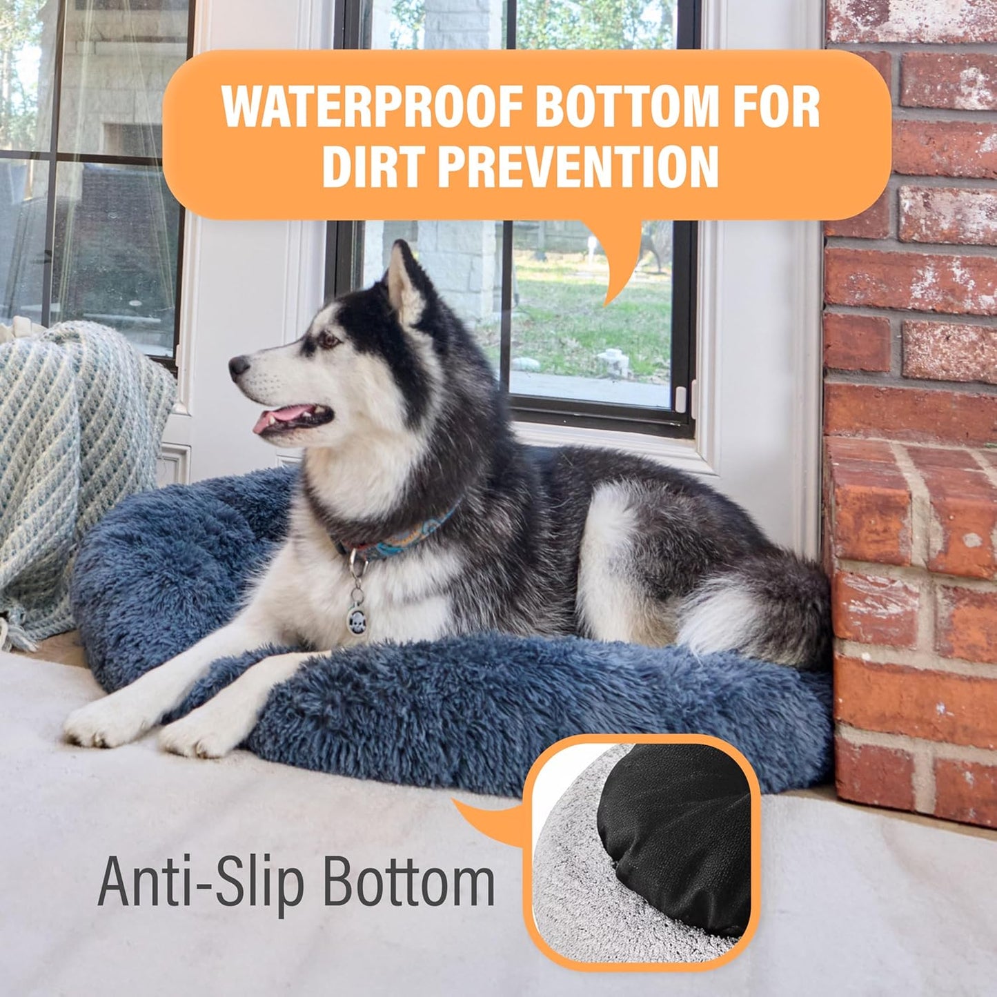Large Orthopedic Dog Bed for Anxiety Relief and Joint Support, Washable Pet Furniture, Suitable for Dogs up to 45 lbs, Dark Grey