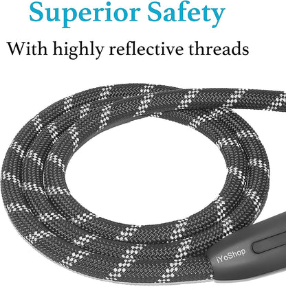 Premium Slip Lead Dog Leash with Padded Handle and Reflective Threads, No-Pull Training Leash, 1/2" x 6 FT, Black