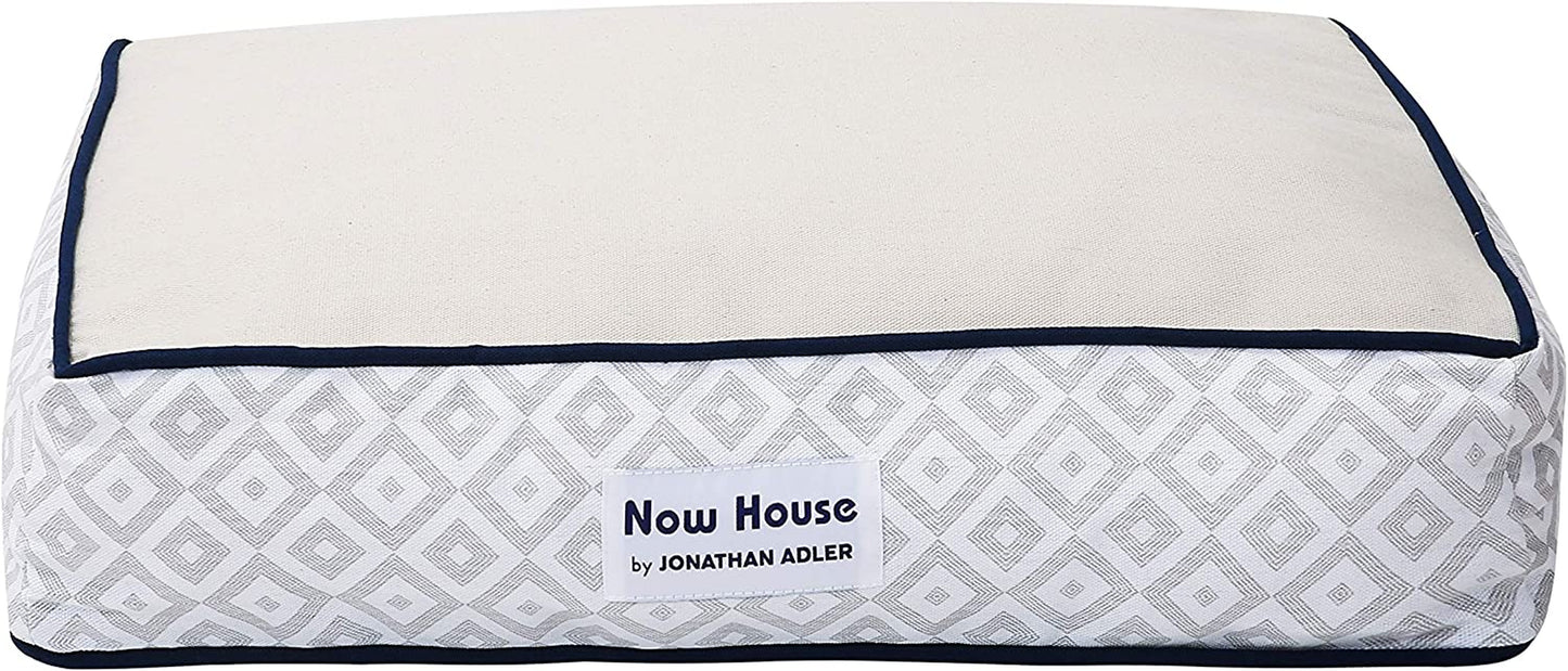Now House for Pets Grey Diamond Small Dog Bed - Machine Washable Cotton/Poly Blend, 17" x 22" x 5