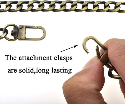 Bronze Purse Chain Strap - 39.4 Inches, Comfortable Flat Design, 0.4 Inches Wide, 2.4mm Extra Thick Metal, Ideal for Shoulder and Crossbody Handbags, 1 Pack