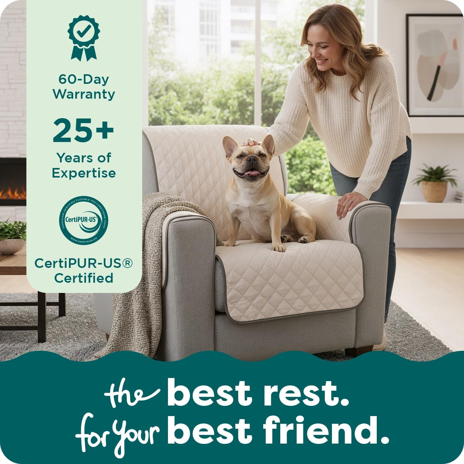 Water-Resistant Reversible Sofa Cover for Pets, Quilted Fabric with Secure Straps, Machine Washable, Large Size, Gray Mist