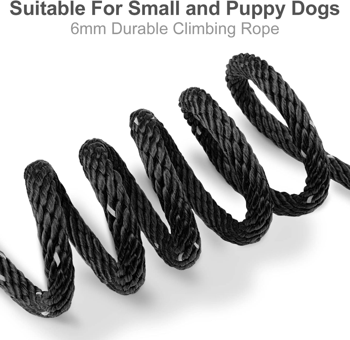 30 FT Long Dog Training Leash with Padded Handle and Reflective Recall Lead for Puppies and Small Dogs - Black