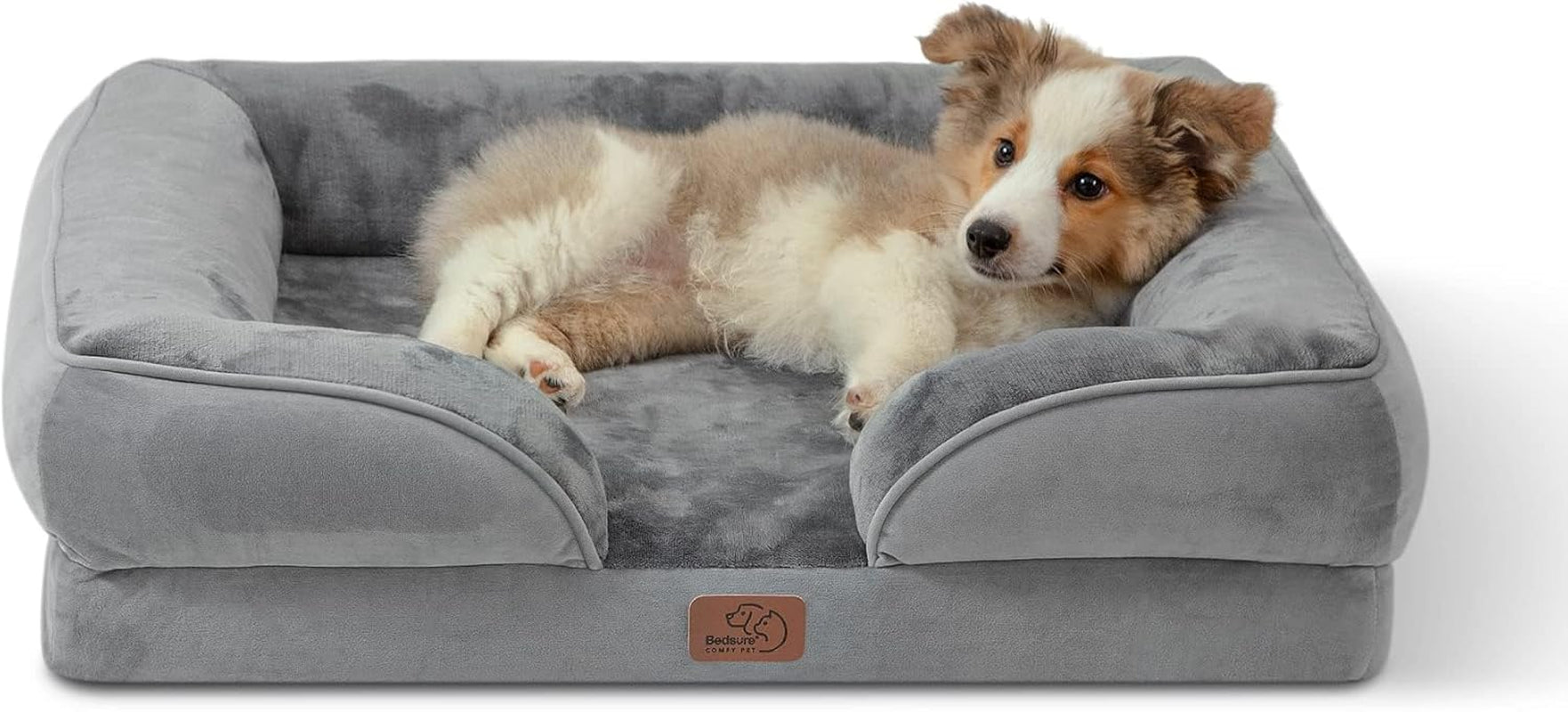 Orthopedic Medium Dog Bed - Waterproof and Washable Pet Bed for Small to Medium Dogs and Cats, Removable Cover, Nonskid Bottom, Grey, 28