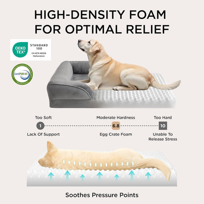 Orthopedic Medium Dog Bed - Waterproof and Washable Pet Bed for Small to Medium Dogs and Cats, Removable Cover, Nonskid Bottom, Grey, 28