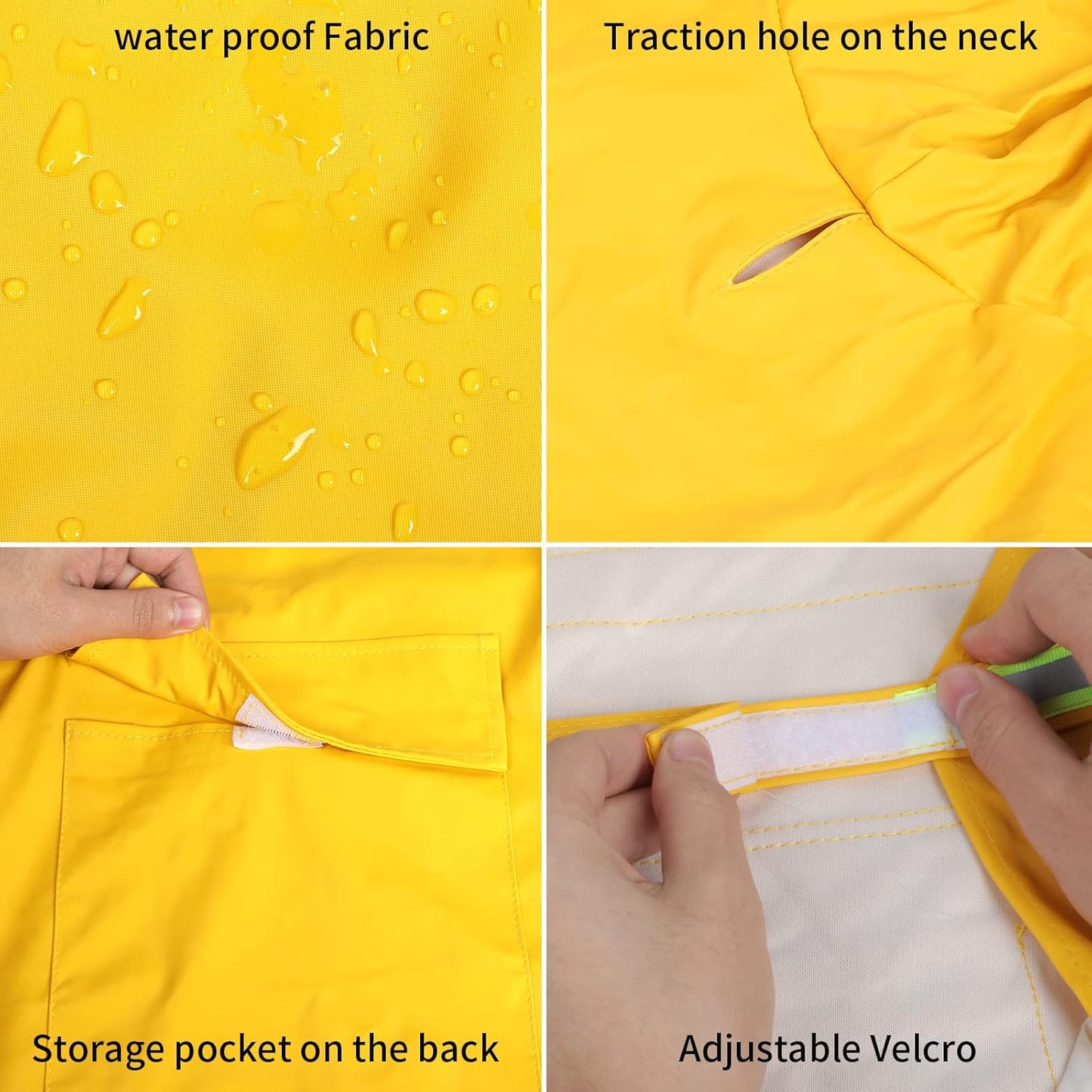 Hooded Dog Raincoat in Various Sizes and Colors, Lightweight Waterproof Slicker with Reflective Strip and Adjustable Drawstring