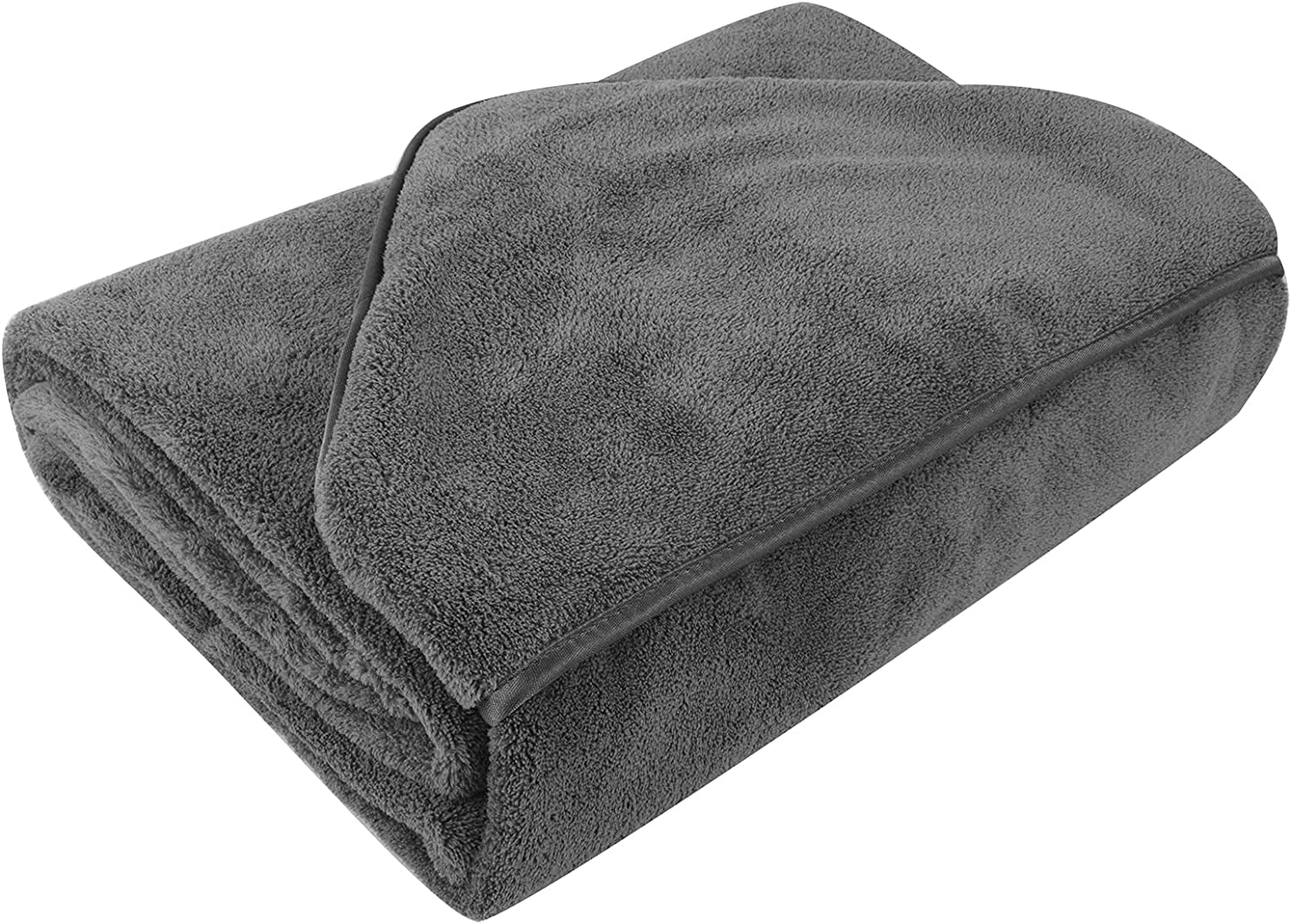 Super Absorbent Microfiber Hooded Bath Towel for Pets - Quick Drying Soft Robe for Dogs and Cats, 40" x 40" (Grey)