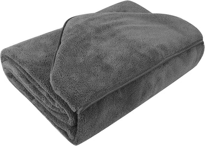 Super Absorbent Microfiber Hooded Bath Towel for Pets - Quick Drying Soft Robe for Dogs and Cats, 40" x 40" (Grey)