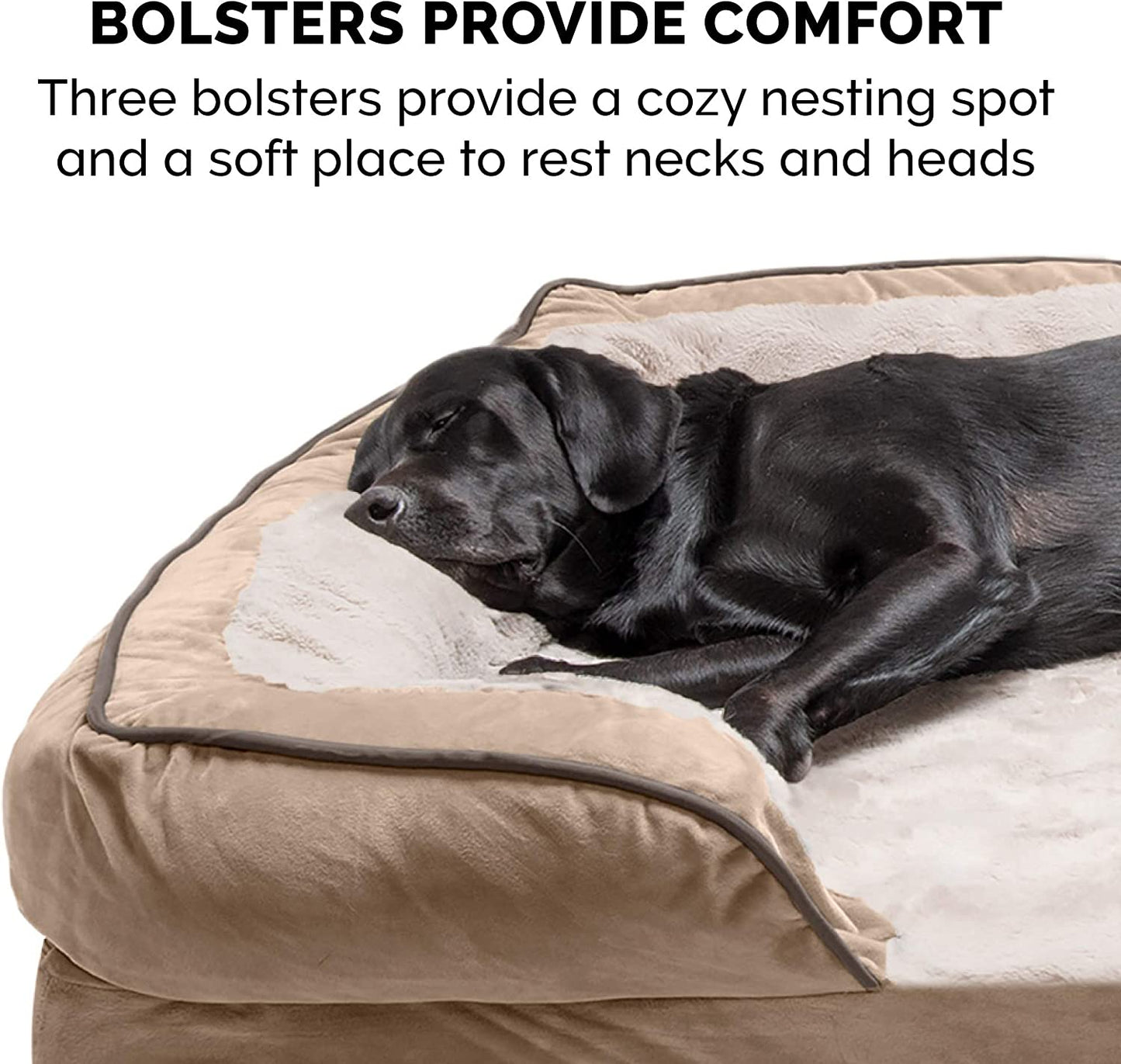 Orthopedic Small Dog Bed with Removable Bolsters and Washable Cover, Ideal for Dogs up to 20 lbs - Plush Velvet Sofa in Brownstone