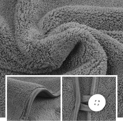 Super Absorbent Microfiber Hooded Bath Towel for Pets - Quick Drying Soft Robe for Dogs and Cats, 40" x 40" (Grey)