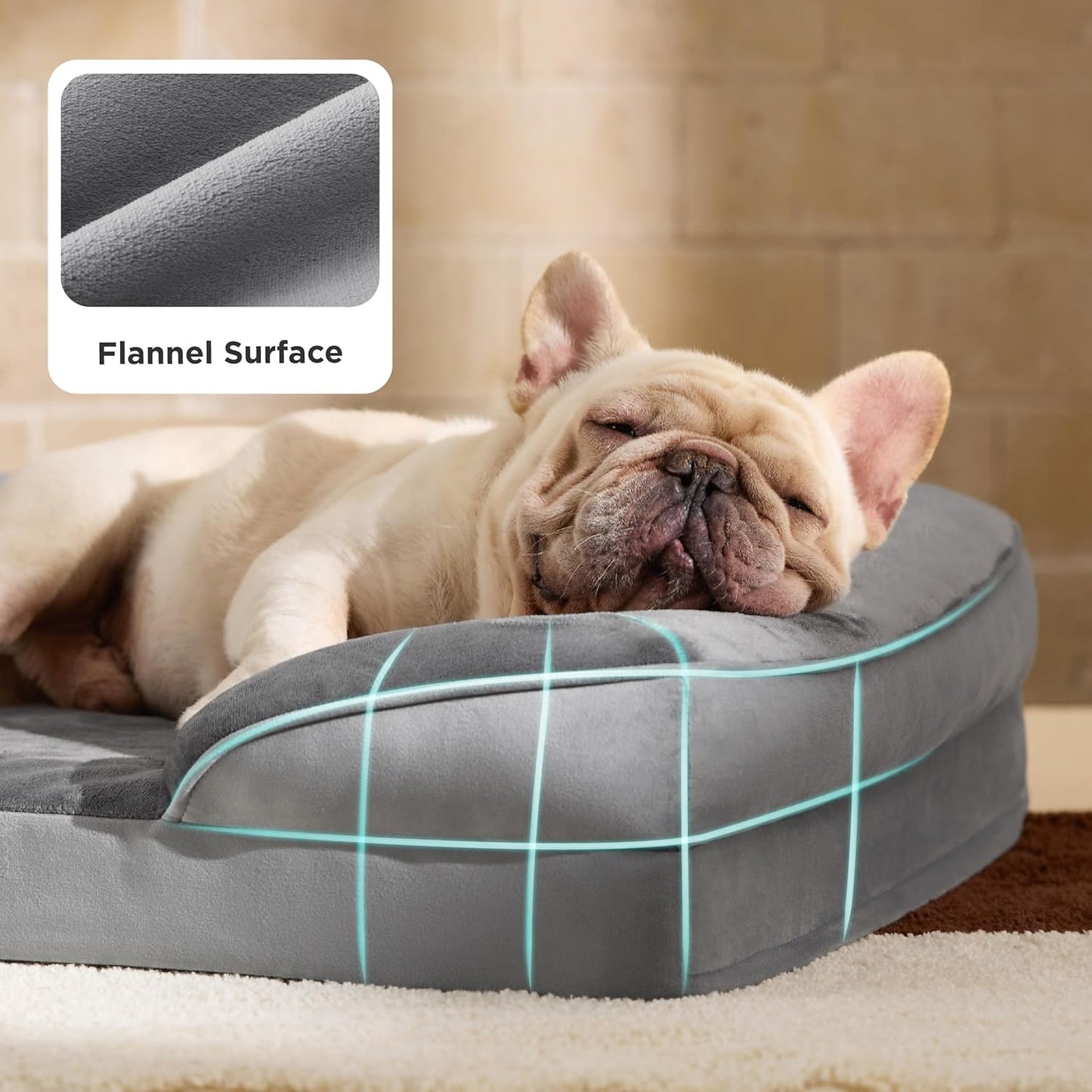 Orthopedic Medium Dog Bed - Waterproof and Washable Pet Bed for Small to Medium Dogs and Cats, Removable Cover, Nonskid Bottom, Grey, 28