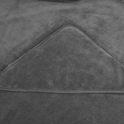 Super Absorbent Microfiber Hooded Bath Towel for Pets - Quick Drying Soft Robe for Dogs and Cats, 40" x 40" (Grey)