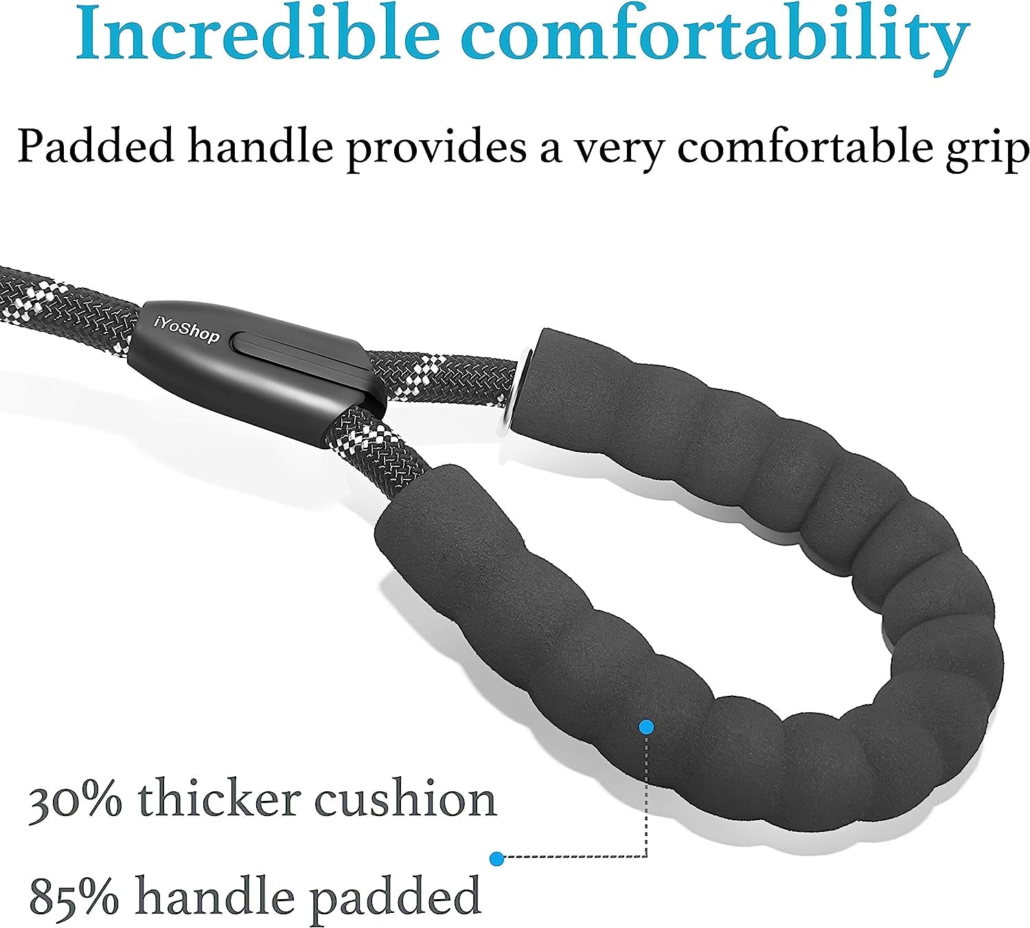 Premium Slip Lead Dog Leash with Padded Handle and Reflective Threads, No-Pull Training Leash, 1/2" x 6 FT, Black