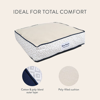 Now House for Pets Grey Diamond Small Dog Bed - Machine Washable Cotton/Poly Blend, 17" x 22" x 5