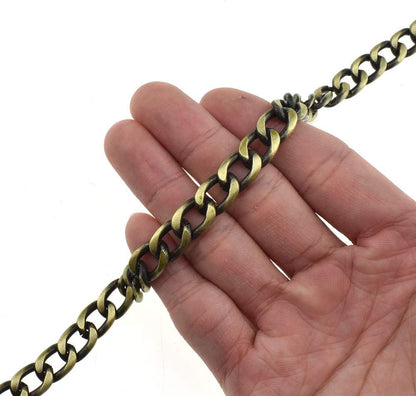 Bronze Purse Chain Strap - 39.4 Inches, Comfortable Flat Design, 0.4 Inches Wide, 2.4mm Extra Thick Metal, Ideal for Shoulder and Crossbody Handbags, 1 Pack