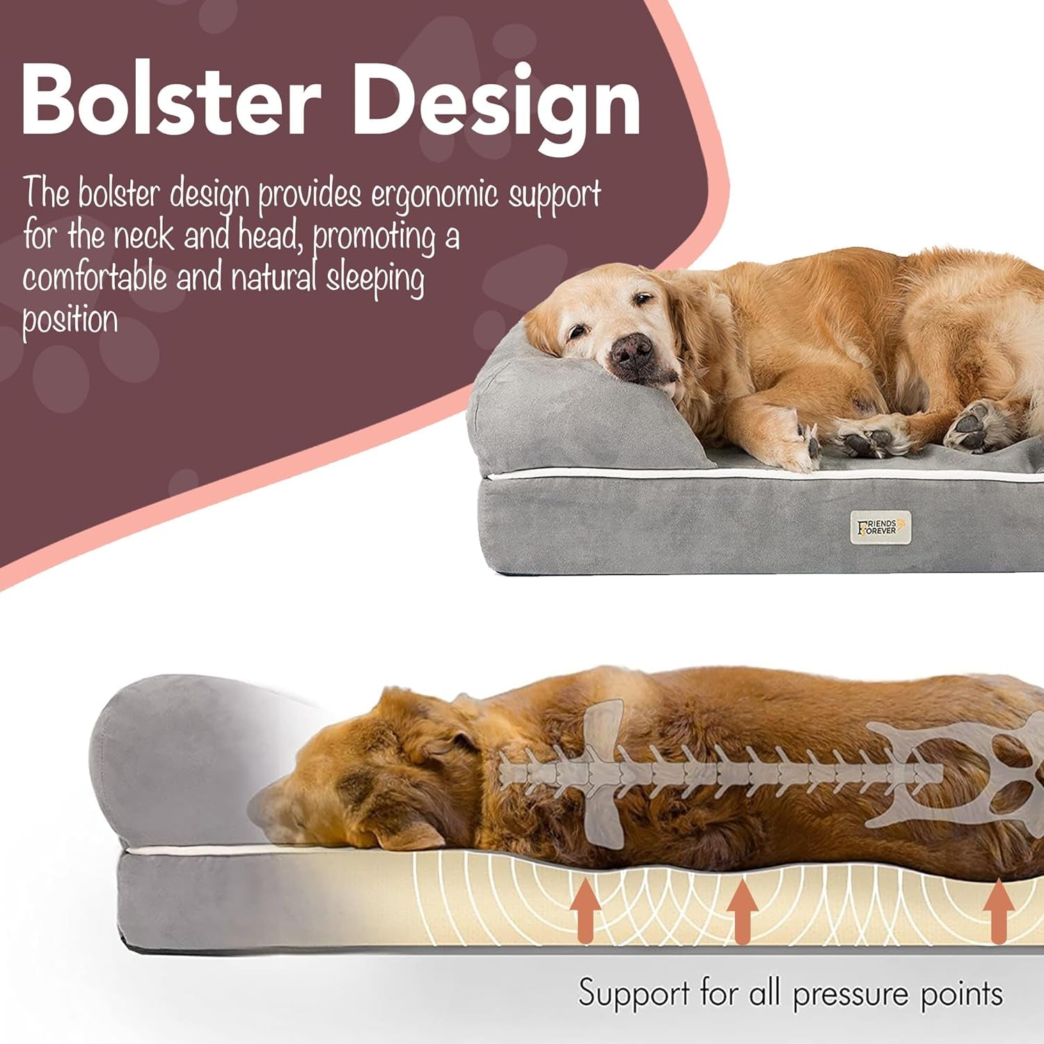 Orthopedic Memory Foam Dog Bed with Washable Cover and Non-Slip Bottom - Calming Pet Sofa in Cocoa Brown, 25" x 20" x 5.5