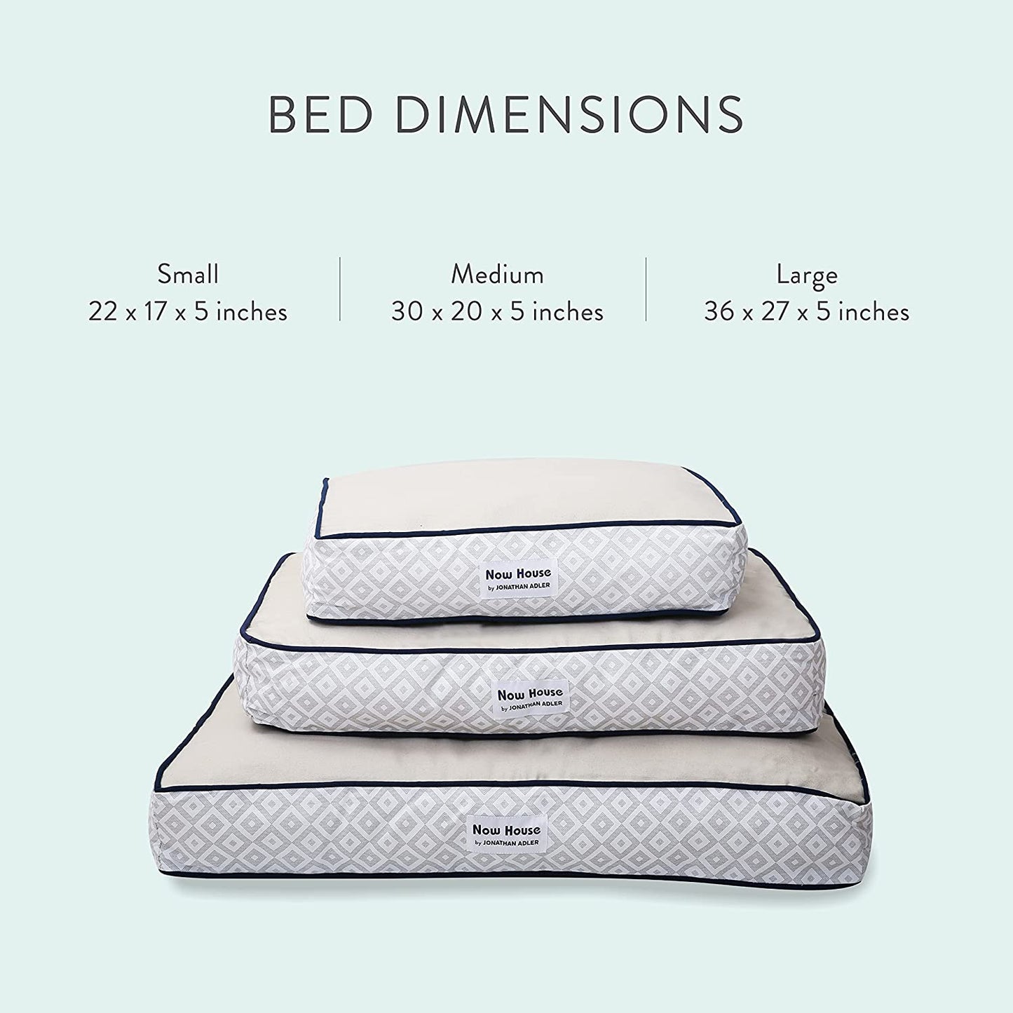 Now House for Pets Grey Diamond Small Dog Bed - Machine Washable Cotton/Poly Blend, 17" x 22" x 5