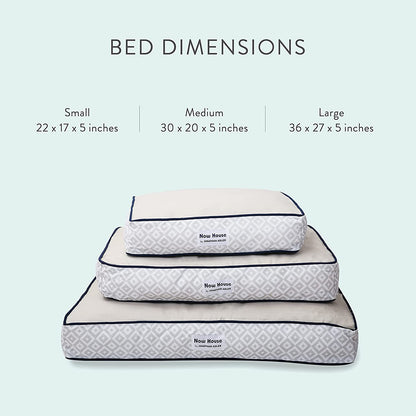 Now House for Pets Grey Diamond Small Dog Bed - Machine Washable Cotton/Poly Blend, 17" x 22" x 5