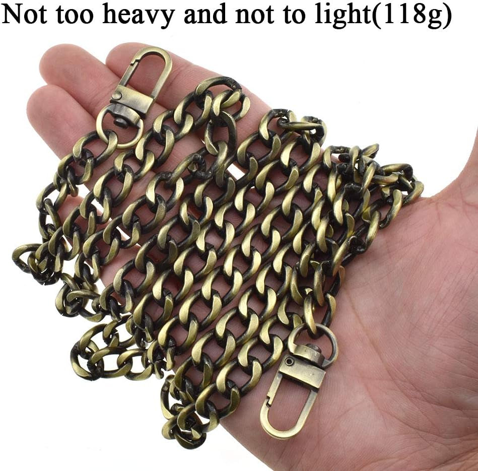 Bronze Purse Chain Strap - 39.4 Inches, Comfortable Flat Design, 0.4 Inches Wide, 2.4mm Extra Thick Metal, Ideal for Shoulder and Crossbody Handbags, 1 Pack