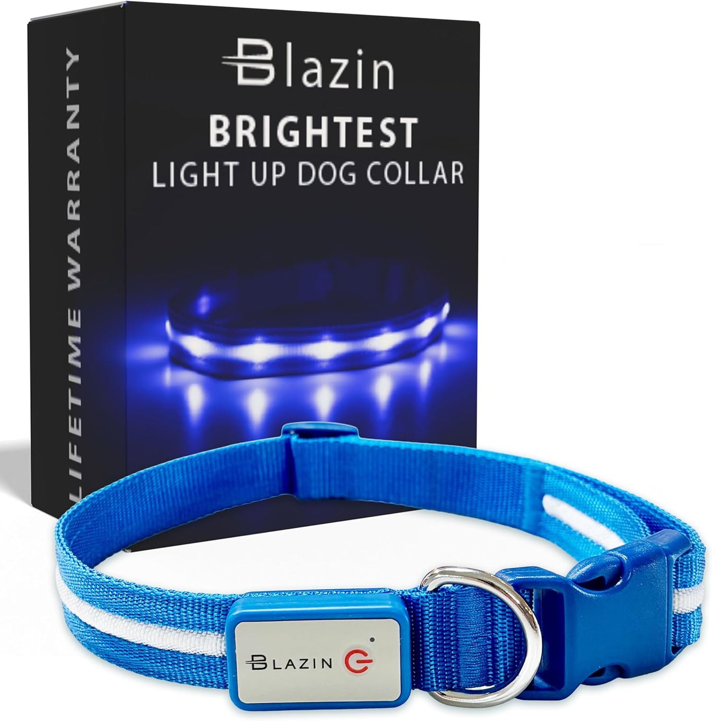 LED Dog Collar - Original USB Rechargeable and Waterproof Design - 1,000 Feet Visibility - Suitable for Small, Medium, and Large Dogs - Made in the USA